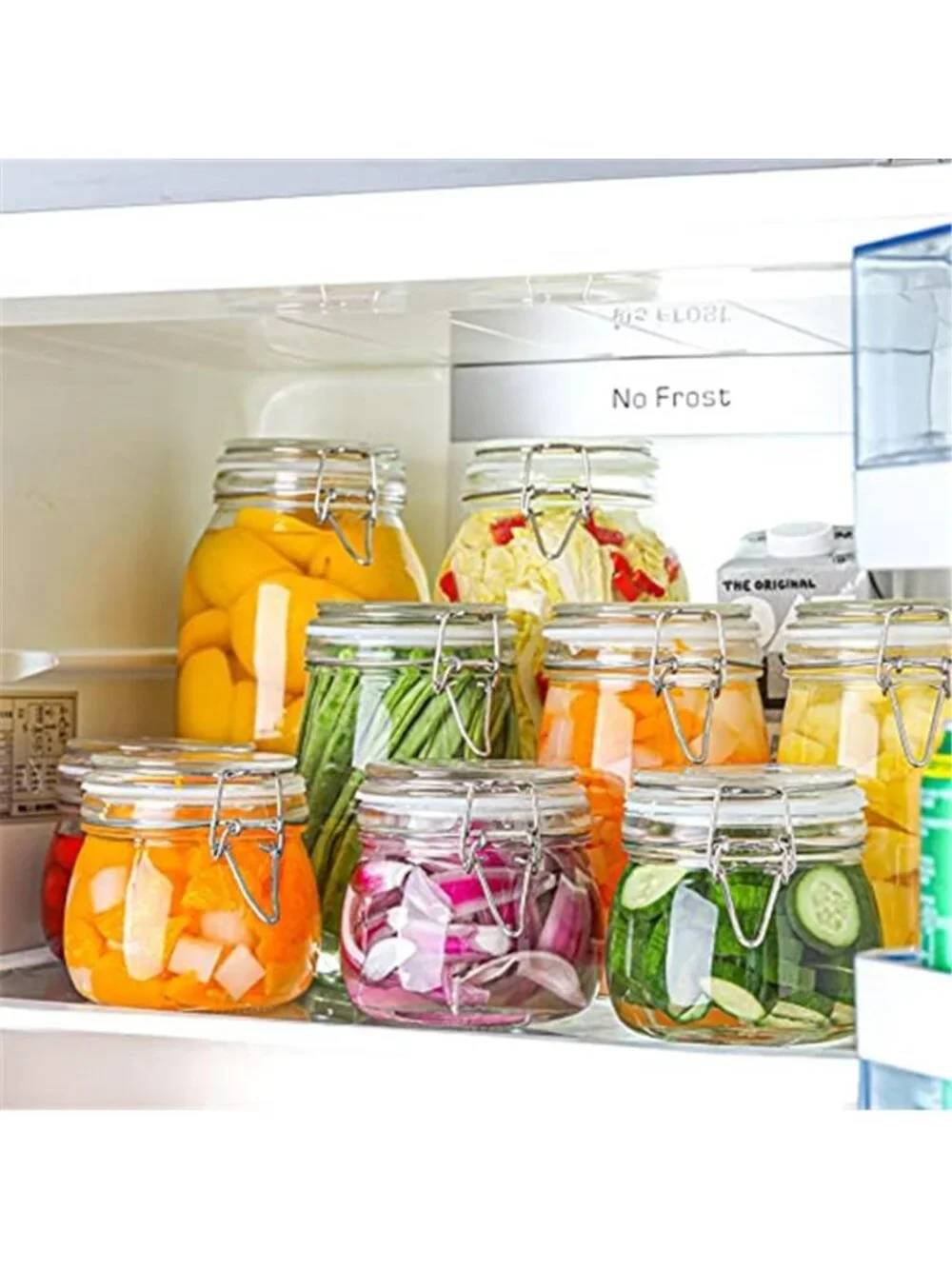 6-Pack 17oz Short Glass Jars for Drawers,Small Airtight Food Canisters for Spice